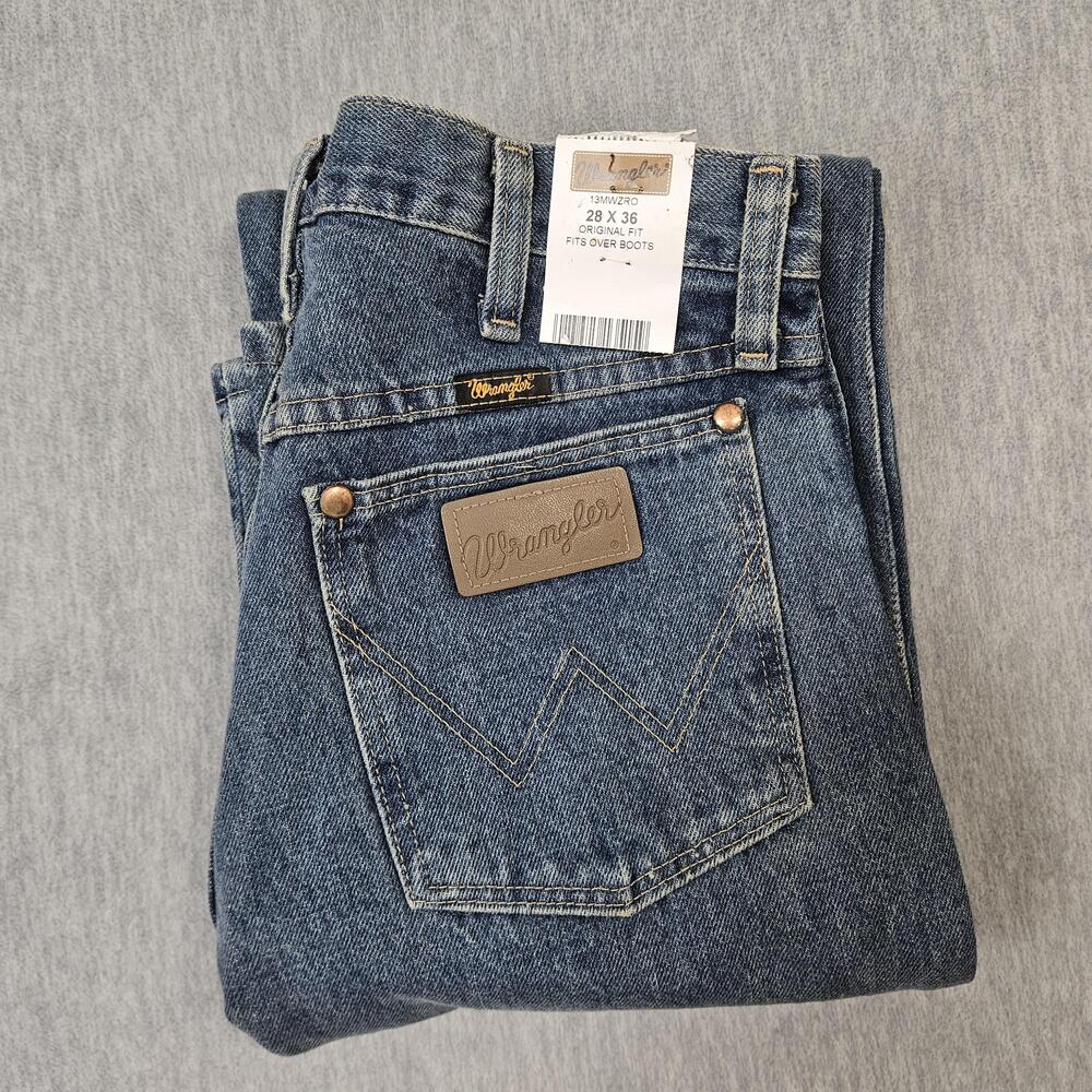 Wrangler Jeans Mens 28x36 Blue Medium Wash Original Fit Cowboy Cut